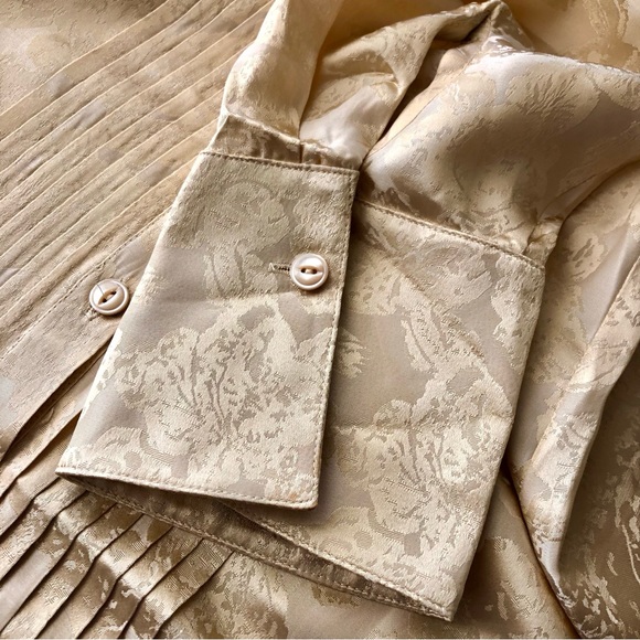 JONES NEW YORK Champagne Gold Rose Pattern Blouse - Women’s 12 - Picture 5 of 10